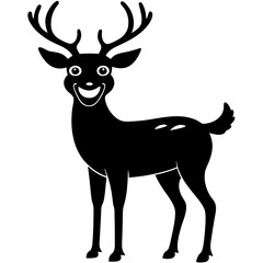 A Deer with a goofy smile silhouette vector illustration 