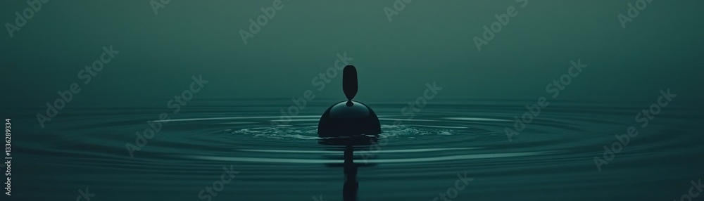 Poster A dark teal image showing a water float in the water