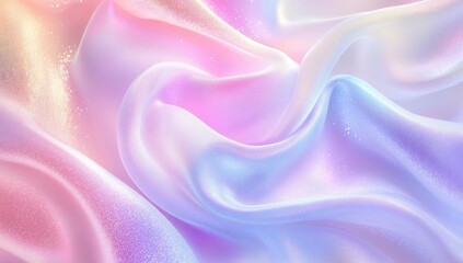 Obraz premium Soft, flowing iridescent fabric in pastel hues. Delicate, swirling folds create a dreamy effect