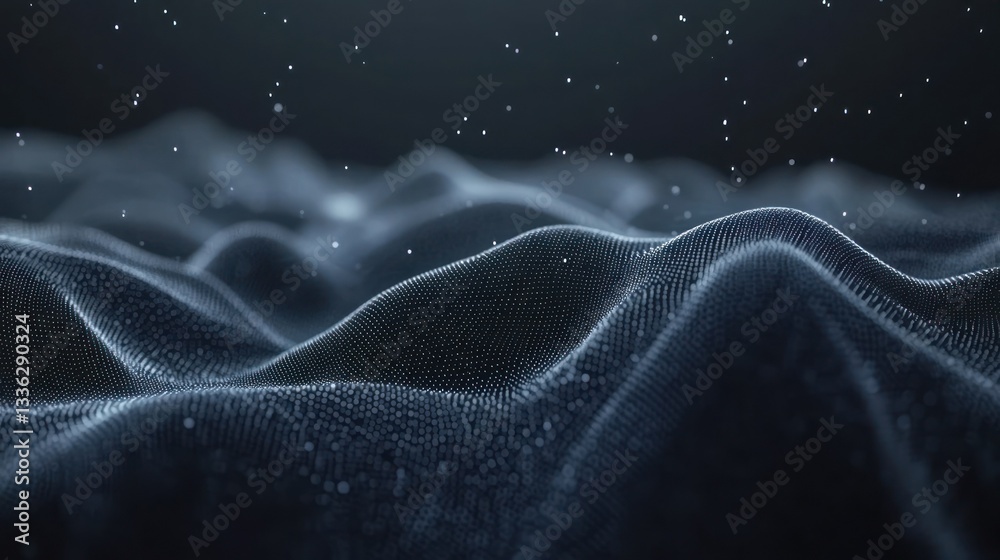 Poster Abstract Digital Landscape Featuring Sparkling Particle Display