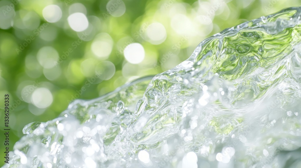 Poster clear water flows over the edge in a natural setting