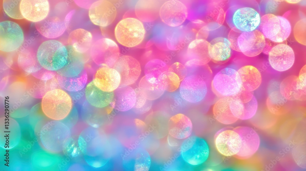 Poster Soft glowing abstract background with bright multicolored blurry circles