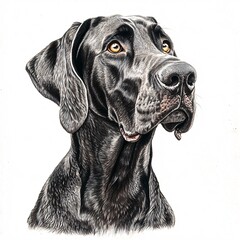 Realistic Colored Pencil Illustration of a Dog in Semi-Realistic Style