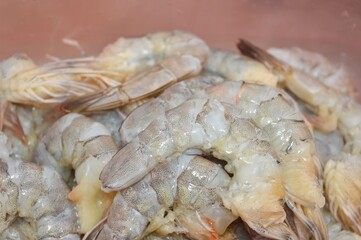 shrimps raw seafood, healthy meal food snack. for background, copy space, design