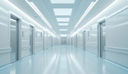 Sterile Hospital Corridor Interior Design Cleanroom, Medical Facility, Modern Architecture