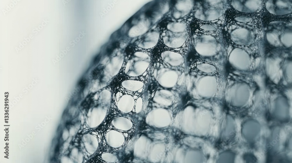 Poster a close up image of a mesh with many holes