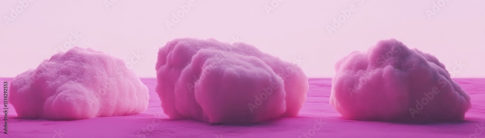 Aufkleber three fluffy forms are displayed against a pink background softly