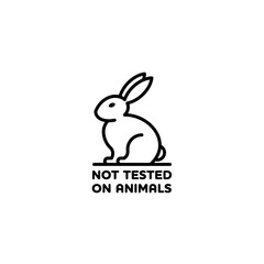 No tested on animals flat vector icon. Hare, rabbit vector icon