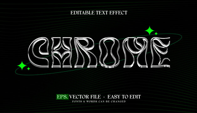 Metallic chrome text, Editable text effect