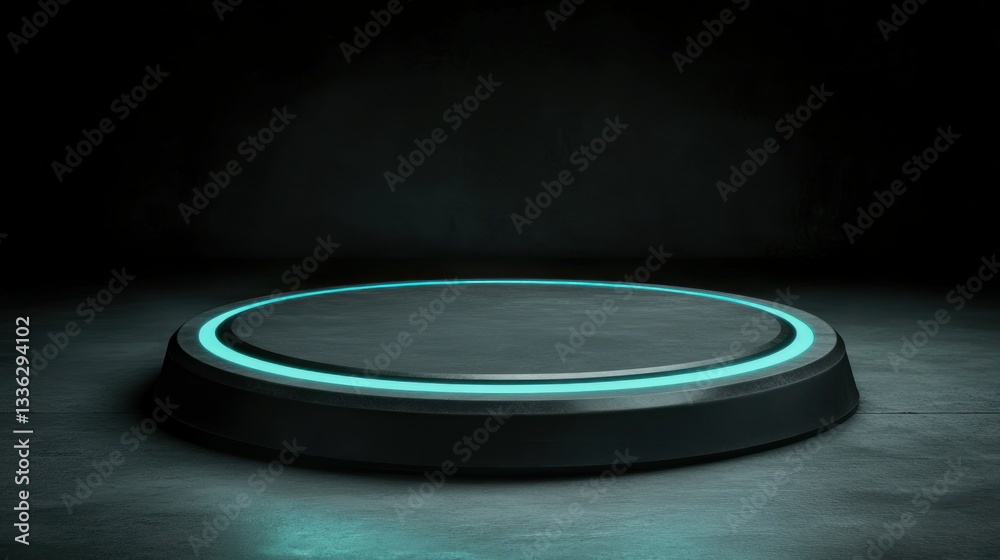 Poster A circular illuminated platform sits centered in dark surroundings