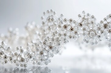 Abstract Silver Molecular Structure, Elegant 3D Network Design, Science Background