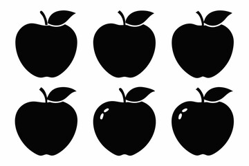 set of apple line art silhouette vector illustration