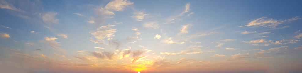 Panoramic colorful sunrise sky. Sky and cloud
