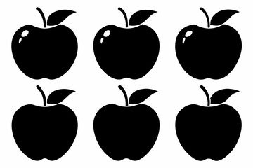 set of apple line art silhouette vector illustration