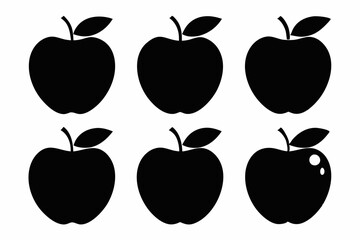 set of apple line art silhouette vector illustration