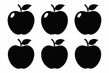 set of apple line art silhouette vector illustration