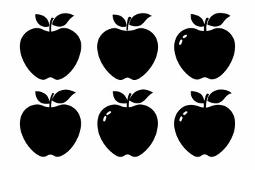 set of apple line art silhouette vector illustration
