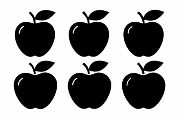 set of apple line art silhouette vector illustration