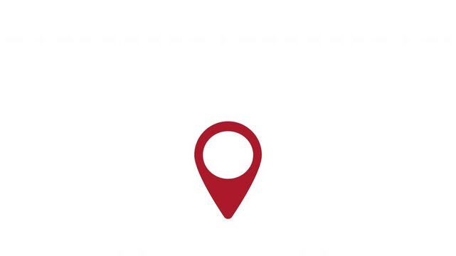 Animation map pin in red color, Gps location icon
