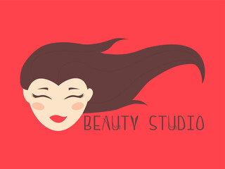 beauty studio logo on a red background