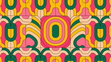Abstract Trippy Lines Pattern. Cool Groovy Retro Texture. Psychedelic Wavy Illustration.