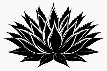 agave wild flower line art silhouette vector illustration
