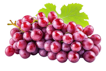 Fototapeta premium [Transparent Background PNG]Closeup of a bunch of red grapes with leaf