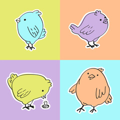 Cute chicken bright background. Seamless vector pattern. Adorable design for decorate packaging, wrapping paper, fabric, textile, wallpaper.