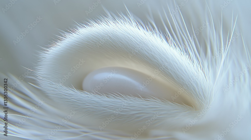 Poster A close up view of a feathered object with pearllike shine