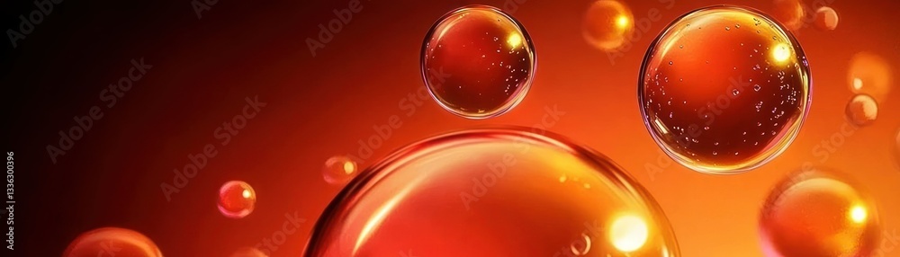 Poster Rendered Bubbles In Varying Sizes Floating Against A Warm Background