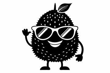 jackfruit wearing sunglass line art silhouette vector illustration