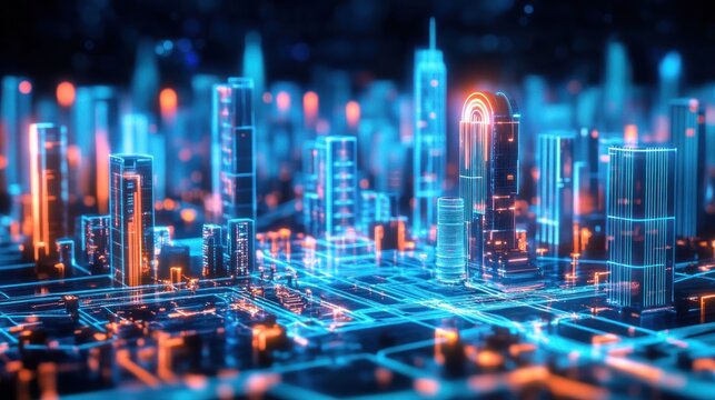 Digital cityscapes, urban architecture, and futuristic technology showcase seamless