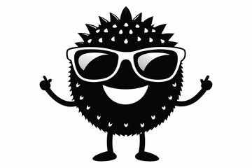 jackfruit wearing sunglass line art silhouette vector illustration