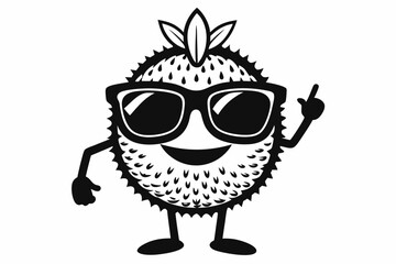 jackfruit wearing sunglass line art silhouette vector illustration