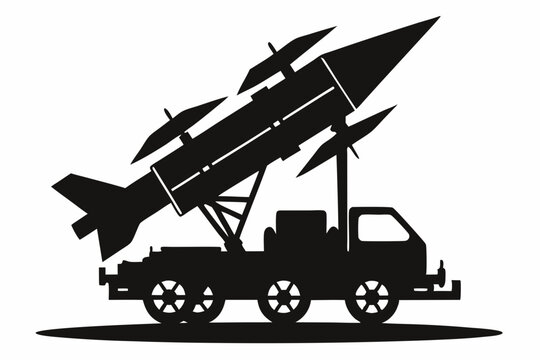 black rocket launcher on truck silhouette clip art preview