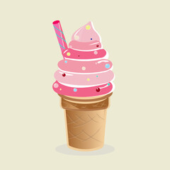 Ice cream cone. Ice cream. Vector ice cream.  Vector illustration.