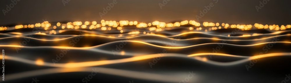 Aufkleber abstract image of undulating surfaces with golden blurred lights