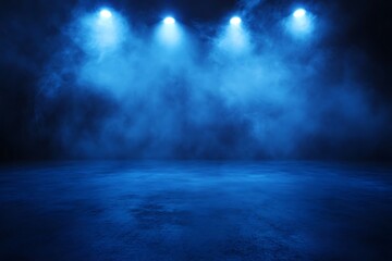 Blue smoky stage with spotlights. (4)