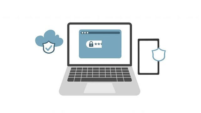 Internet security online data protection, secure password access with admin login page, digital information privacy