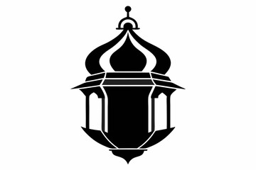 arabian lantern line art silhouette vector illustration