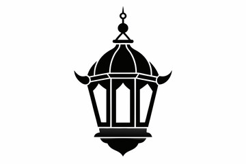arabian lantern line art silhouette vector illustration