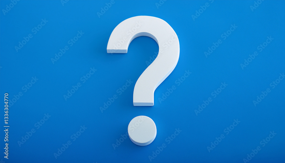 Poster question mark on bright blue background. 3d rendering. faq and qa. problem solution.