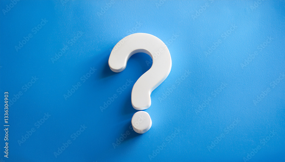 Poster question mark on bright blue background. 3d rendering. faq and qa. problem solution.