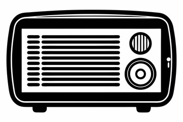 vintage radio line art silhouette vector illustration