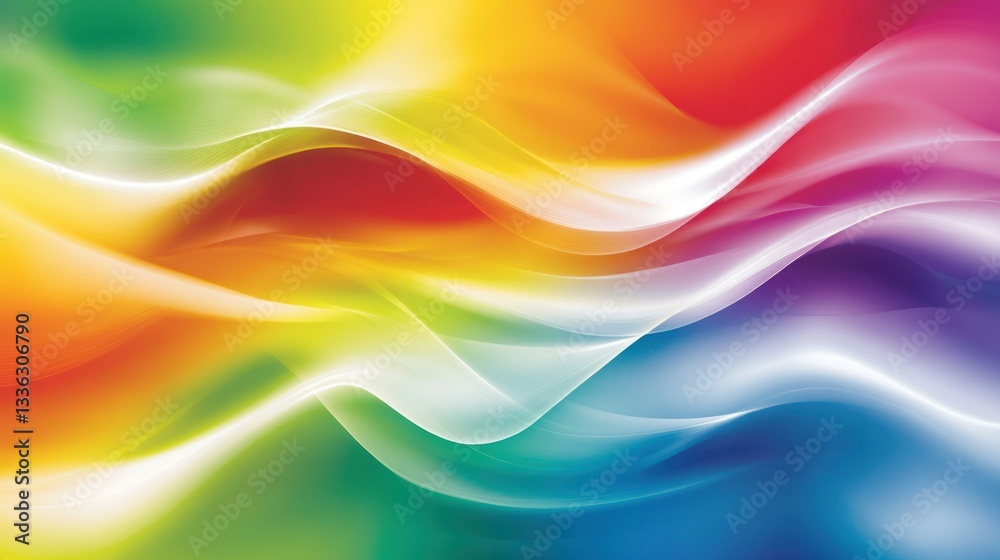 Poster A vibrant abstract image featuring smooth flowing colorful waves