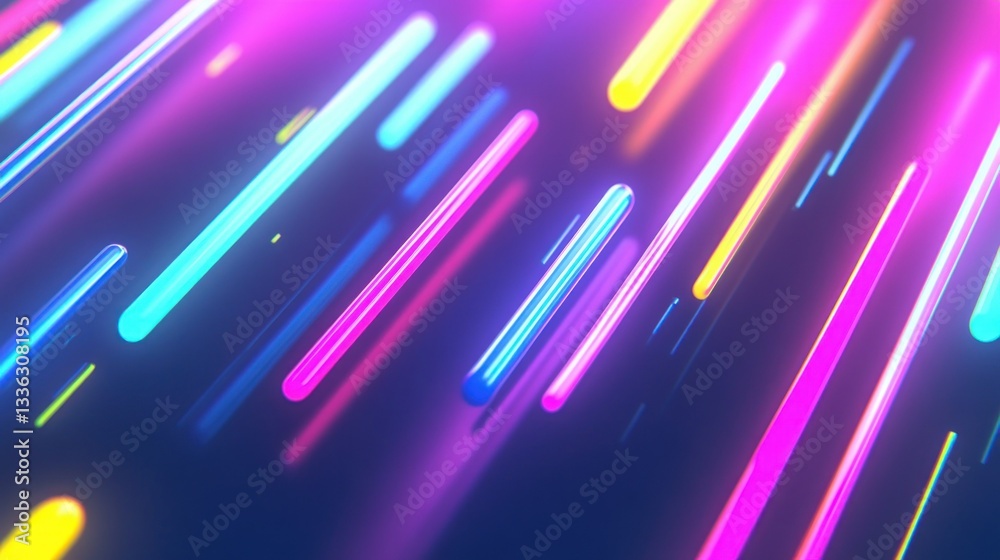 Poster Colored glowing geometric tubes are arranged in a diagonal pattern