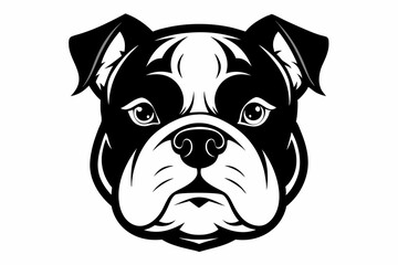 bulldog head line art silhouette vector illustration