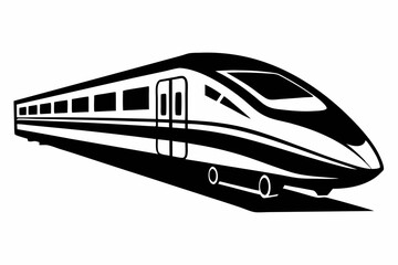 bullet train line art silhouette vector illustration