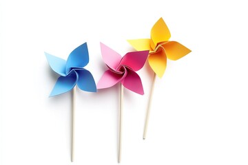 Colorful Paper Pinwheels Spring Crafts, Kids Activities, Party Decorations