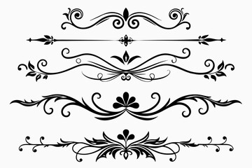  calligraphic ornamental divider collection line art silhouette vector illustration